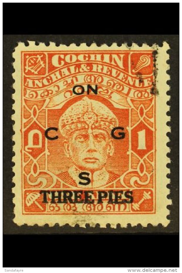 COCHIN - OFFICIALS 3p On 1a Brown - Orange, Perf 11, Rama Varma III, SG O67b, Very Fine Used. For More Images,... - Autres & Non Classés