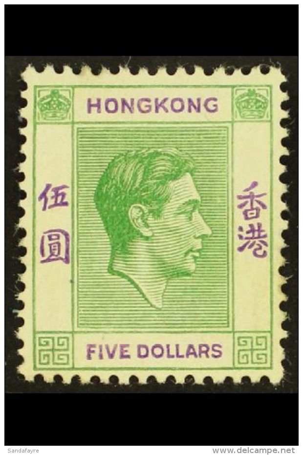 1938-52 $5 Yellowish Green &amp; Violet Ordinary Paper, SG 160a, Fine Mint, Fresh Colour. For More Images, Please... - Other & Unclassified