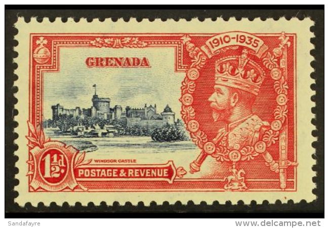 1935 1&frac12;d Deep Blue And Scarlet Silver Jubilee, Kite And Horizontal Log, SG 147 L., Very Fine Mint. For More... - Granada (...-1974)