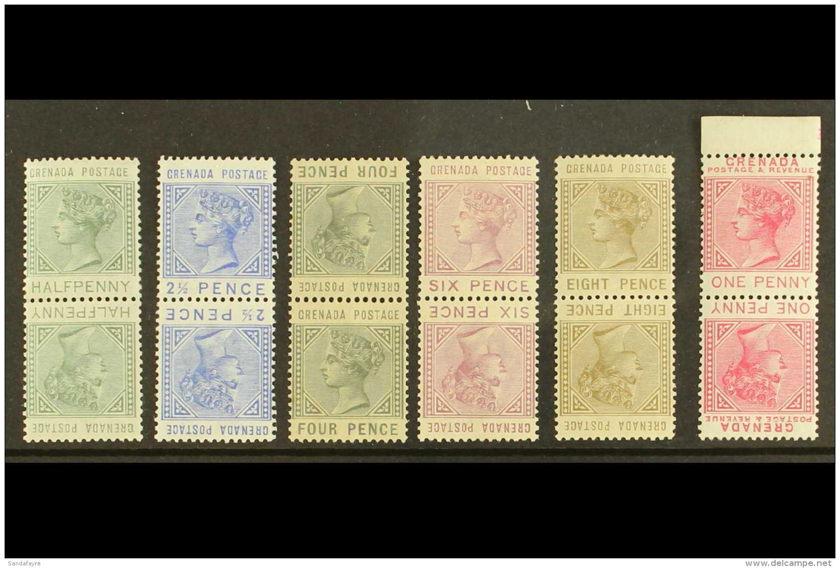 1883 TETE-BECHE PAIRS Incl. &frac12;d, 2&frac12;d To 8d &amp; 1887 1d, SG 30a, 32a/5a, 40a, Small Tone Spot On 6d,... - Granada (...-1974)