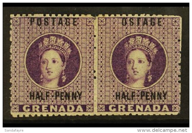 1881 &frac12;d Deep Mauve, Horizontal Pair R/h Stamp Showing The Variety "OSTAGE", SG 21/21c, Very Fine Mint. Ex... - Grenade (...-1974)