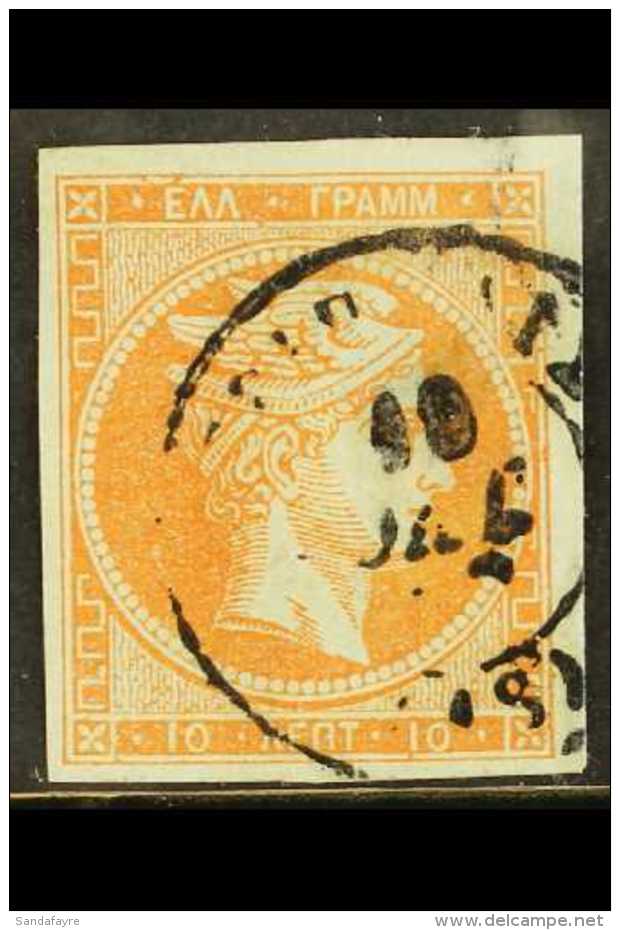 1867-69 10L Red-orange Large Hermes Head With EACH DIGIT INVERTED Variety, Hellas 26Nc, Used With 4 Large/very... - Autres & Non Classés