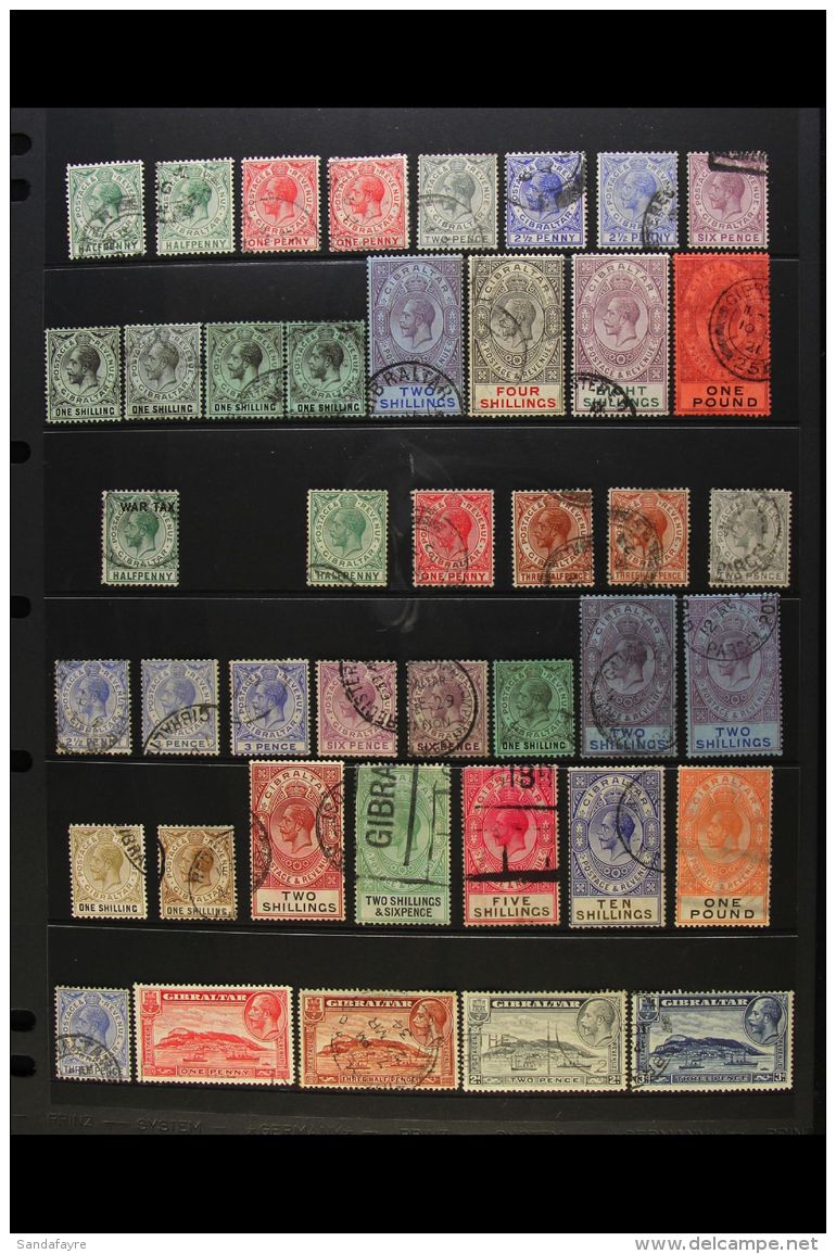 1912-36 USED KGV COLLECTION Presented On A Pair Of Stock Pages. Includes 1912-24 Complete Set With Some Shade... - Gibraltar