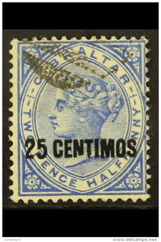 1889 25c On 2&frac12;d Bright Blue "Broken N" Variety, SG 18b, Fine Used For More Images, Please Visit... - Gibraltar