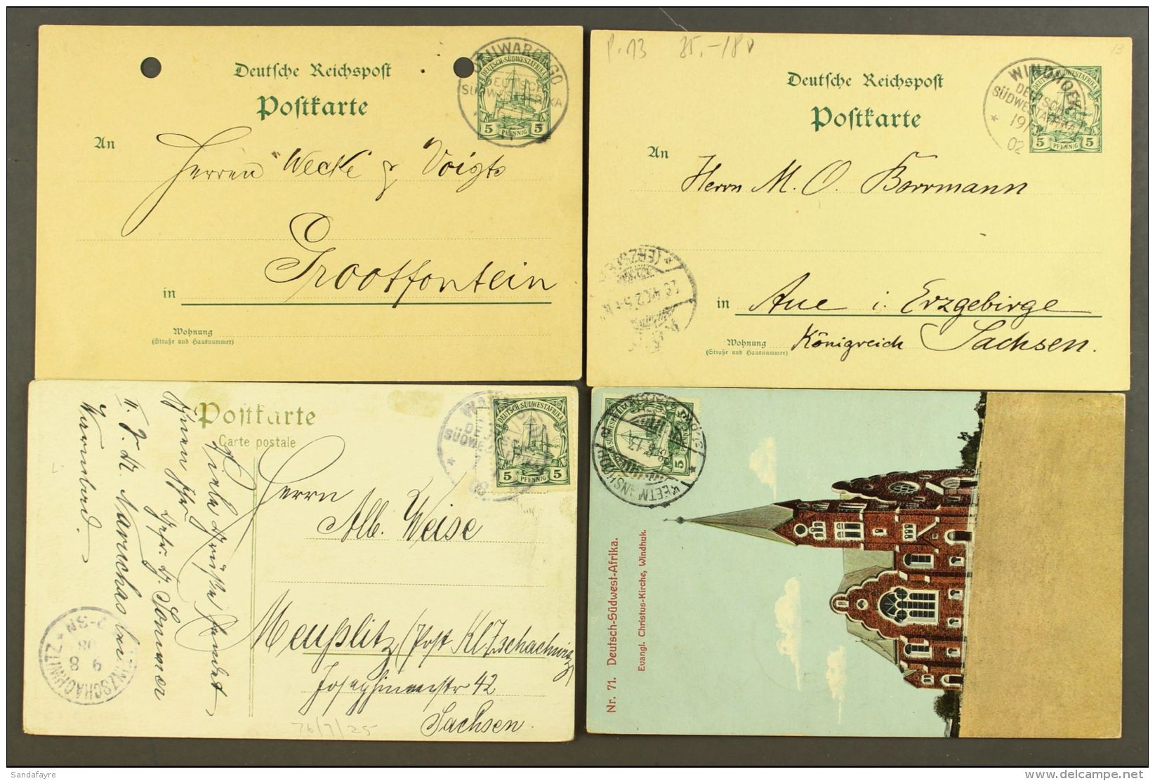 SOUTH WEST AFRICA 1902-1914 Small Group Of Covers &amp; Cards Mostly Addressed To Germany, Inc 1908 &amp; 1909... - Sonstige & Ohne Zuordnung