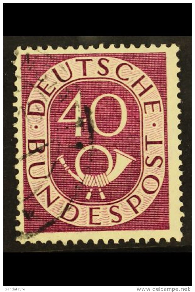 1951-52 RARE VARIETY. 40pf Purple Posthorn 'Zusatzliche Schraffe Vor Dem "S" Von "Post"' PLATE FLAW (position 34),... - Autres & Non Classés