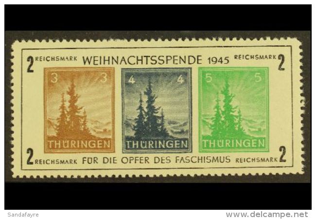 THURINGIA 1945 Christmas (Anti Fascism) Min Sheet, Plate V, Mi Bl1xa IV, Superb MHN. For More Images, Please Visit... - Autres & Non Classés