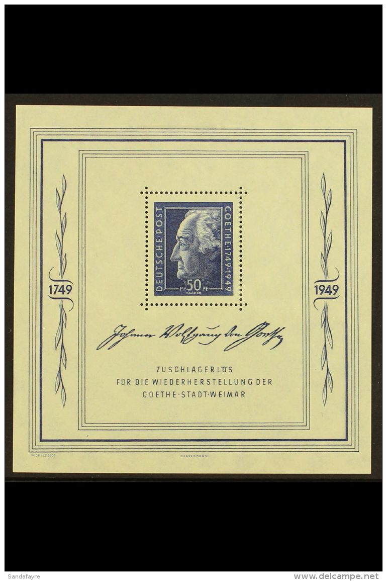 SOVIET ZONE 1949 50pf+4.50Dm Goethe Min Sheet, Mi Bl 6, Vf NHM. For More Images, Please Visit... - Otros & Sin Clasificación