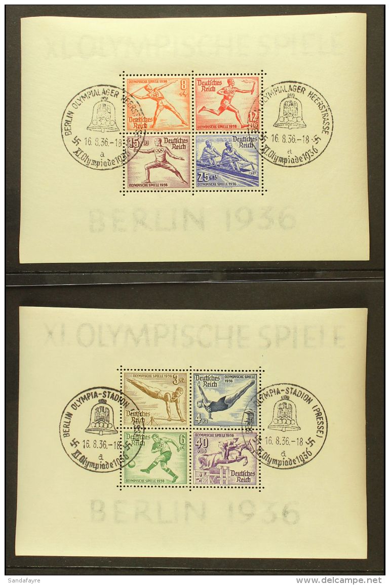 1936 Olympics Both Mini-sheets (Michel Blocks 5/6, SG MS613a), Very Fine Used With Special Cancels, Fresh. (2... - Sonstige & Ohne Zuordnung