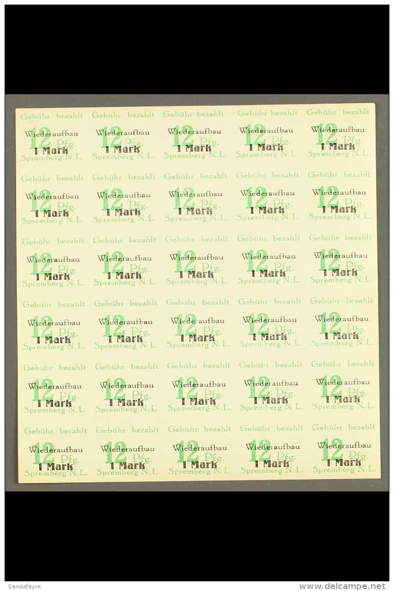 SPREMBERG 1946 (Apr) 12pf+1m Green Overprint Imperf, Michel 22 B, Never Hinged Mint COMPLETE SHEET Of 30 Showing... - Otros & Sin Clasificación