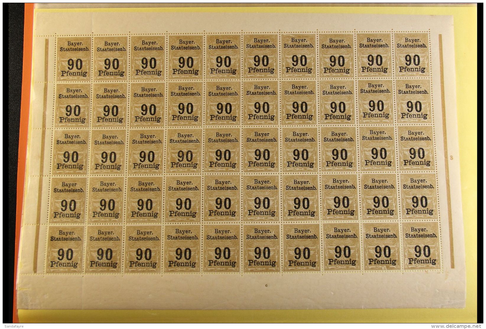 BAVARIA RAILWAY STAMPS Fourteen Different Values To 5m In Never Hinged Mint COMPLETE SHEETS OF FIFTY. (14 Sheets =... - Otros & Sin Clasificación