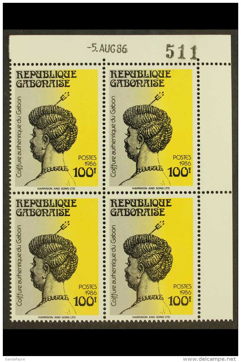 1986 100f Traditional Hairstyle (Yvert 611B, Scott 609A, Michel A978) - A Superb Never Hinged Mint Corner Block Of... - Autres & Non Classés