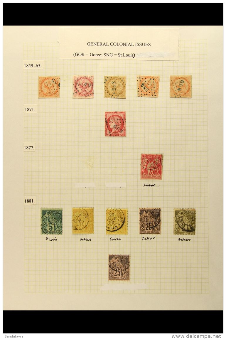 SENEGAL 1859-81 Group Of General Issues Stamps With Postmarks Of SENEGAL, Includes 1859-65 Imperf Eagle Types To... - Sonstige & Ohne Zuordnung