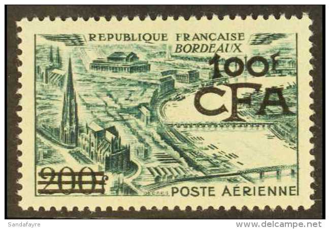 REUNION 1951 100f On 200f Bordeaux AIR, Yvert 49, Very Fine Never Hinged Mint. For More Images, Please Visit... - Otros & Sin Clasificación