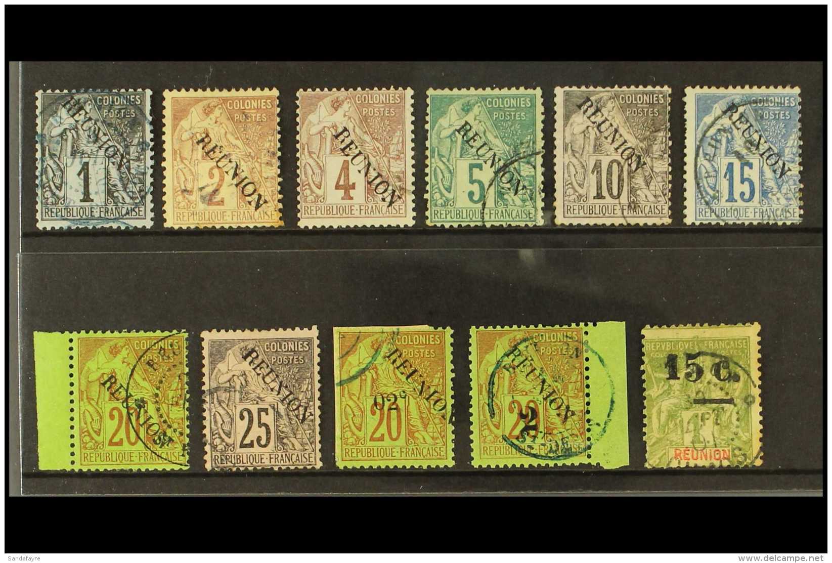 REUNION 1891-1901 USED GROUP, Comprising 1891 Opts Perf Set To 25c, 1891 02c On 20c, 1901 15c On 1f Etc. Fresh.... - Sonstige & Ohne Zuordnung