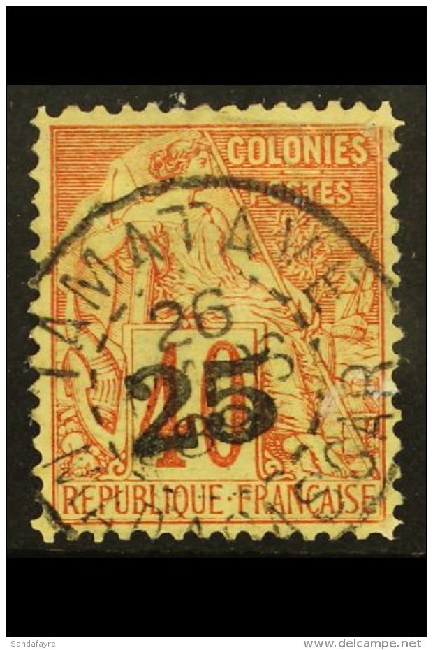 MADAGASCAR 1889 25 On 40c Red On Yellow, SG 3 (Yvert 3), Very Fine Used. For More Images, Please Visit... - Sonstige & Ohne Zuordnung