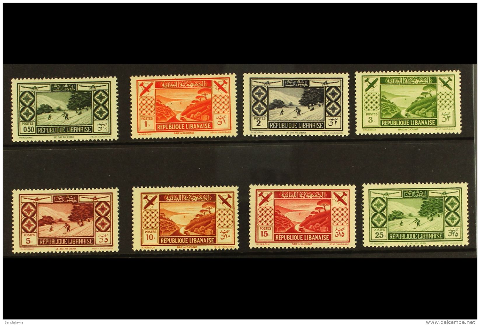 LEBANON 1936 Air Tourist Propaganda Complete Set (SG 191/98, Yvert 49/56), Never Hinged Mint, Fresh. (8 Stamps)... - Sonstige & Ohne Zuordnung