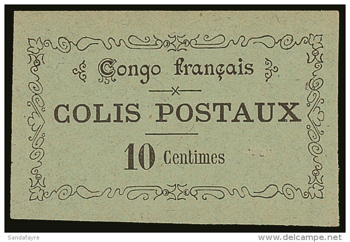 CONGO PARCEL POST 1891 10c Imperf Typeset Issue, Yvert 1, Unused Without Gum, Tiny Scuff On Face.  For More... - Otros & Sin Clasificación