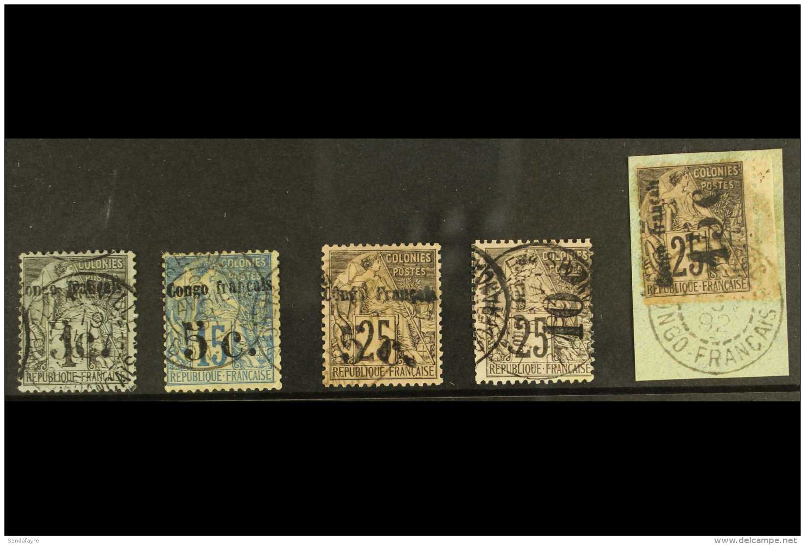 CONGO 1891-92 SURCHARGES An All Different Used Group Of "Congo Francaise" Overprints With 5c On 1c, 5c On 15c, And... - Otros & Sin Clasificación