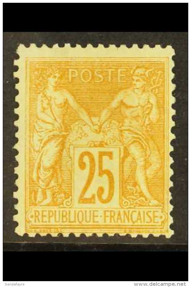 1879 25c Bistre On Yellow "Sage", Yv 92, VfM. Cat &euro;550 (&pound;410) For More Images, Please Visit... - Otros & Sin Clasificación