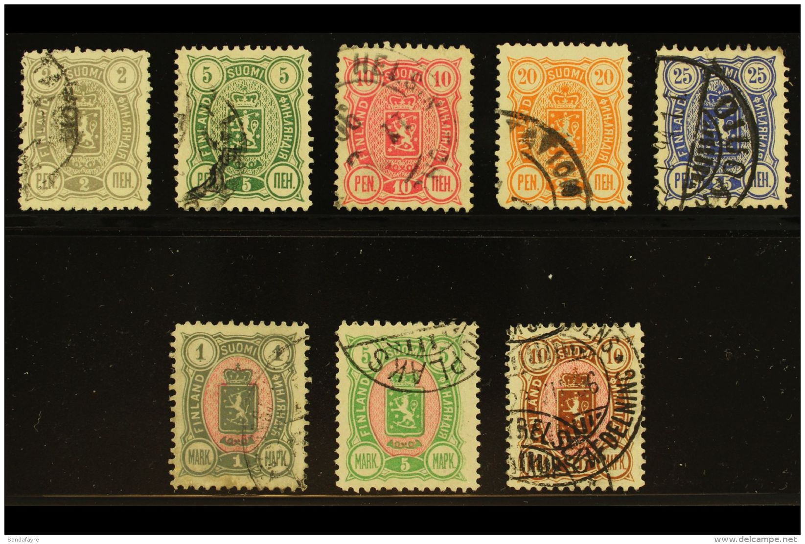 1889-94 Perf 12&frac12; Complete Set (SG 108-23, Facit 28/34, Michel 27/34 A), Good To Fine Used. (8 Stamps) For... - Autres & Non Classés