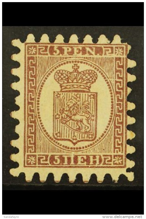 1866 5p Deep Brown/pale Lilac, Laid Paper, Type II, Serpentine Roulette, SG 18, Unused With Shortish Perf At Left... - Otros & Sin Clasificación