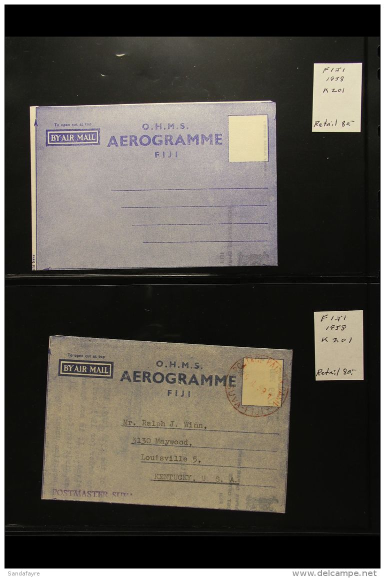 1958-1971 O.H.M.S. AEROGRAMMES Collection Of Unused (2) And Used (6) Stampless Official Air Letters Commencing... - Fiji (...-1970)