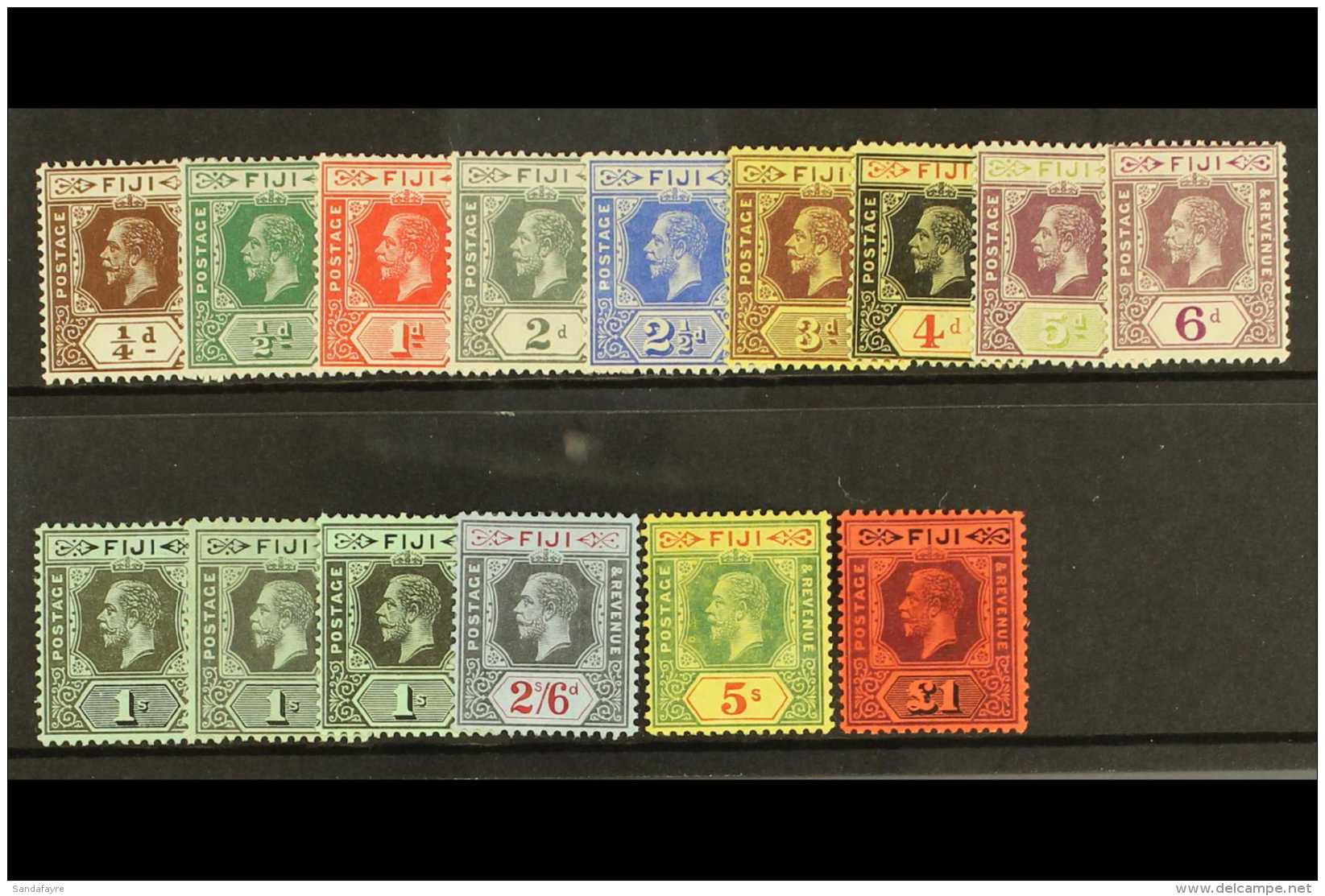 1912-23 Complete MCA Set SG 125/37, Plus Two Additional 1s Shades, Fresh Mint. (15 Stamps) For More Images, Please... - Fidschi-Inseln (...-1970)