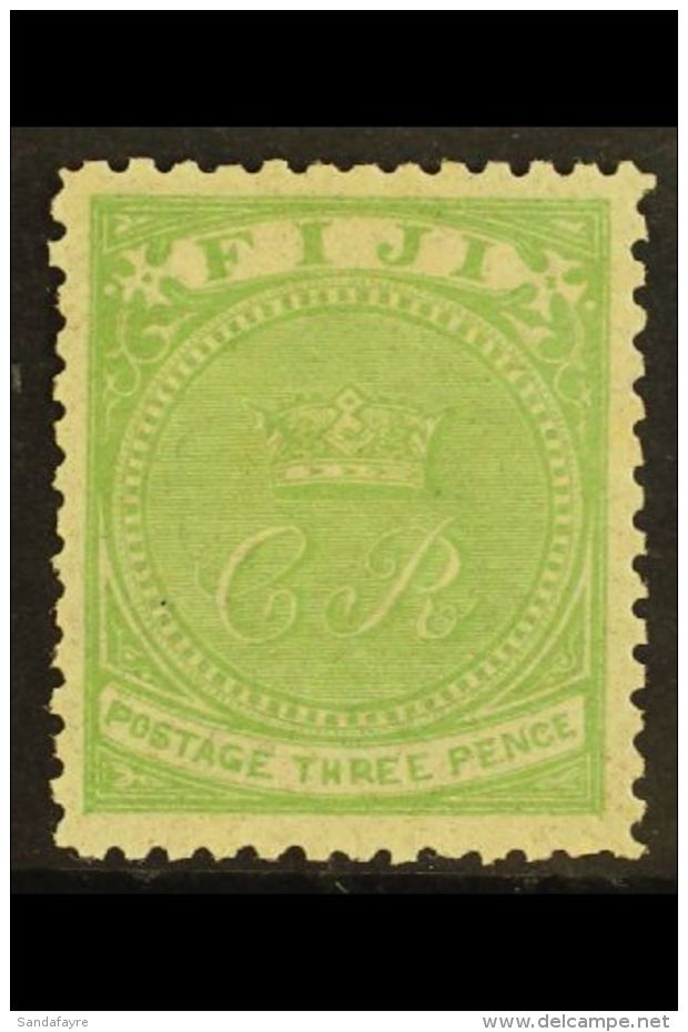 1871 3d Pale Yellow Green, SG 11, Very Fine Mint With Good Centering. For More Images, Please Visit... - Fidschi-Inseln (...-1970)