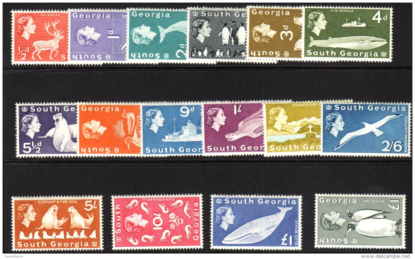 1963-9 QEII Definitives Complete Set With Both &pound;1 Values, SG.1/16 NHM (16) For More Images, Please Visit... - Falkland Islands