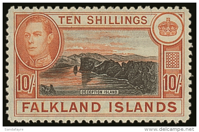 1938-50 10s Black And Orange-brown, SG 162, Very Fine Mint. For More Images, Please Visit... - Islas Malvinas