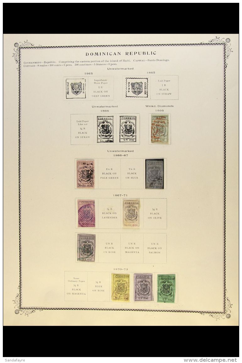 1866-1954 ALL DIFFERENT MINT AND USED Collection On Scott Printed Pages. Note 1866 1r Black On Pale Green Used;... - Dominikanische Rep.