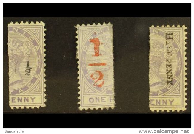 1882-83 Vertically Bisected Set, SG 10/12, Fine Mint (3 Bisects) For More Images, Please Visit... - Dominica (...-1978)