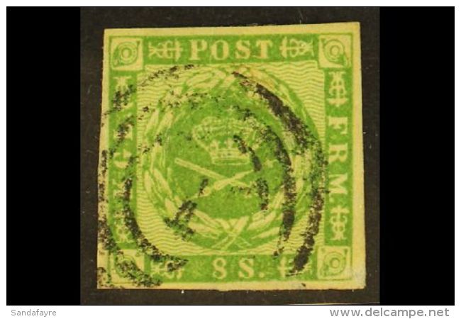 1858 8s Green Wavy Lines In Spandrels (SG 18, Michel 8, Facit 8), Very Fine Used Cancelled By "1" Numeral... - Sonstige & Ohne Zuordnung