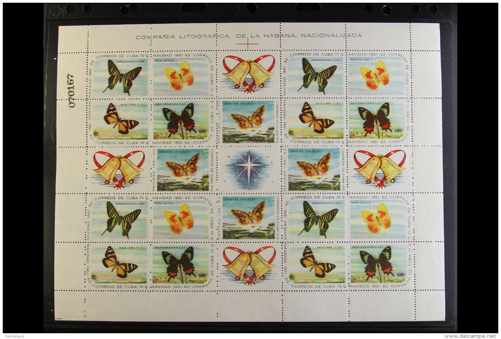 1961 Christmas Set (Scott 686/700) In Se-tenant Complete Sheets Of 20 Stamps Plus 5 Labels, Never Hinged Mint. (3... - Otros & Sin Clasificación