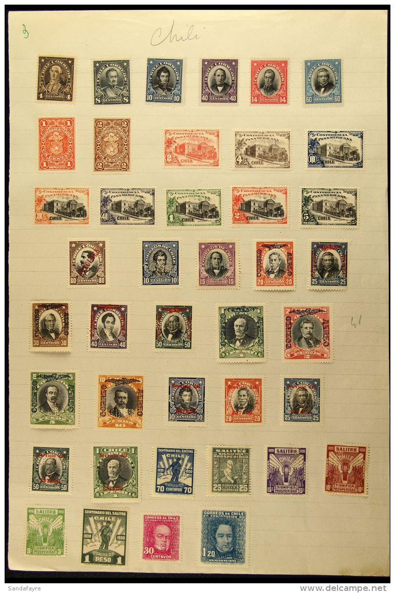 1877-1934 MINT COLLECTION ON UPU ARCHIVE PAGES An All Different Display On French Colonial UPU Archive Pages, As... - Chili