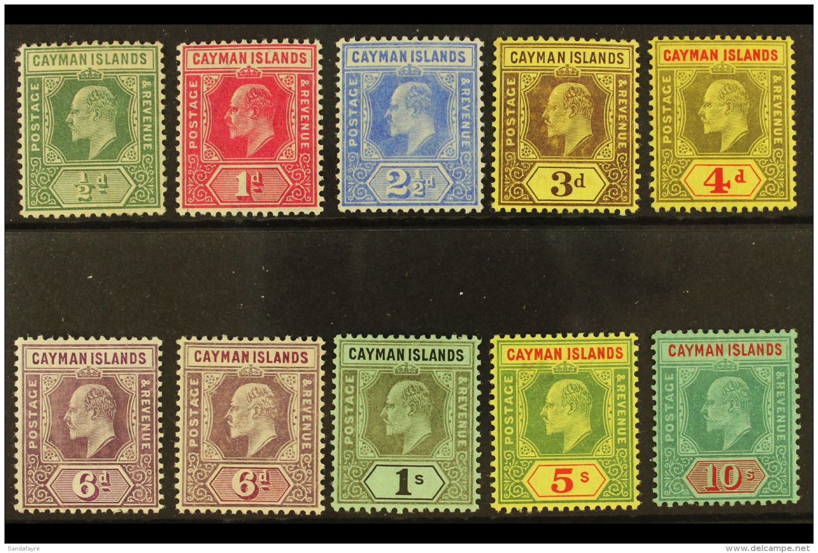 1907-09 MCA Set With Both 6d Shades, And CA 10s, SG 25/32 &amp; 34, Very Fine Mint. (10) For More Images, Please... - Caimán (Islas)