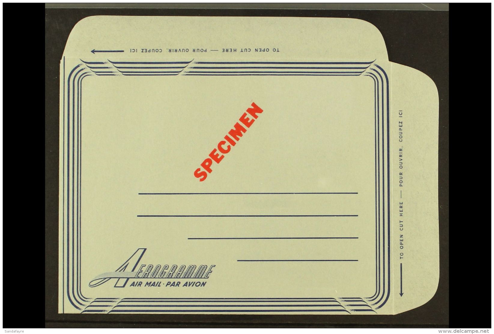 AEROGRAMME 1956 (10c) Blue On Grey Postal Stationery Air Letter WITHOUT STAMP IMPRINT On Watermarked Paper... - Autres & Non Classés