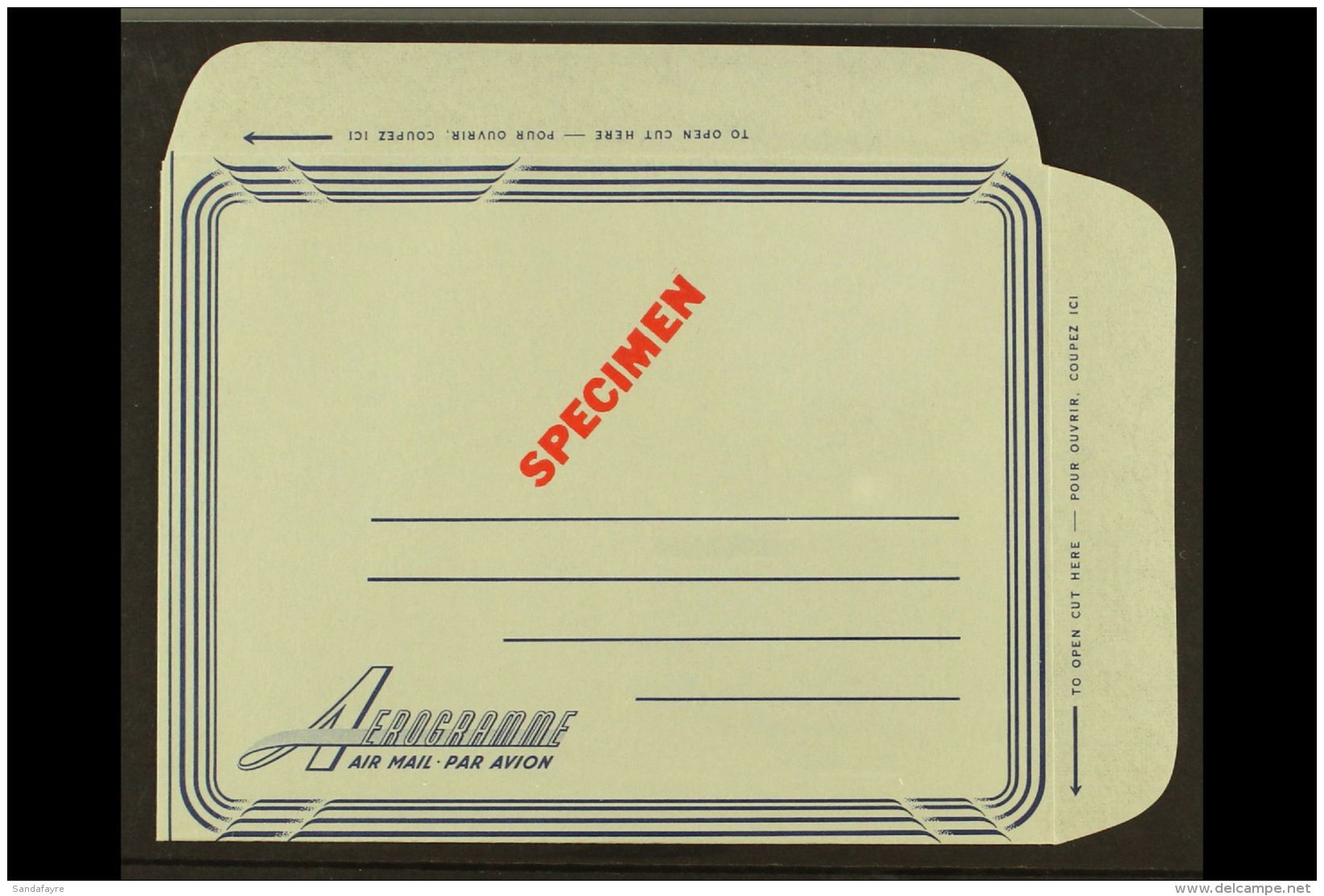 AEROGRAMME 1956 (10c) Blue On Grey Postal Stationery Air Letter WITHOUT STAMP IMPRINT On Watermarked Paper... - Otros & Sin Clasificación