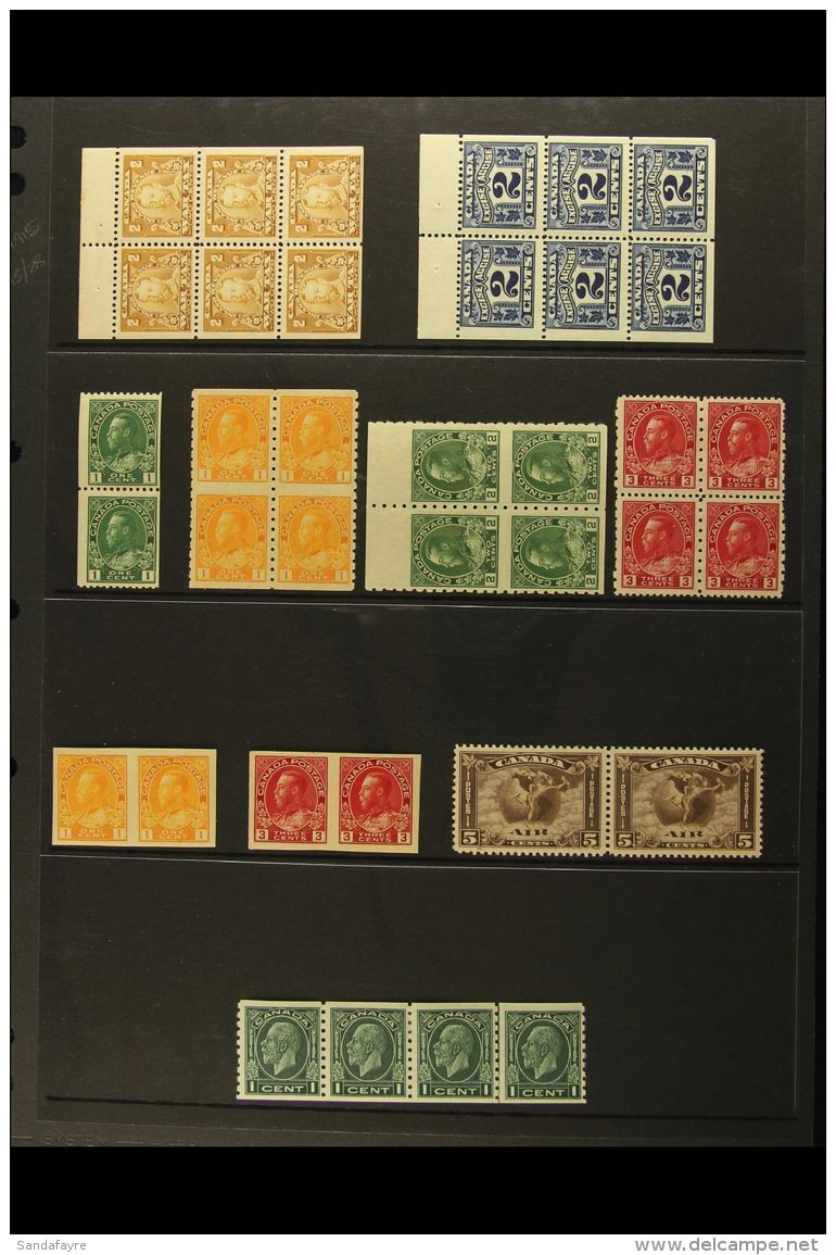 1911-33 MINT/NHM MULTIPLES An Interesting Selection That Includes 1911-22 1c Vertical Coil Pair, 1915 2c War Tax... - Autres & Non Classés