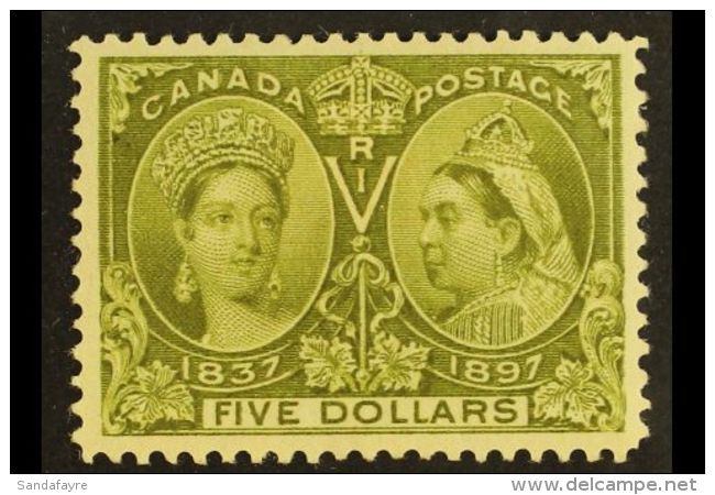 1897 $5 Olive- Green Jubilee, SG 140, Very Fine Mint With Excellent Centering. Lovely Fresh Stamp. For More... - Autres & Non Classés