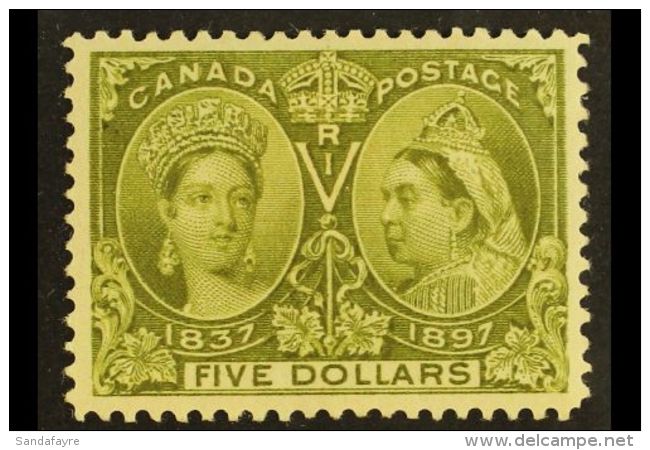 1897 $5 Olive- Green Jubilee, SG 140, Very Fine Mint With Excellent Centering. Lovely Fresh Stamp. For More... - Otros & Sin Clasificación