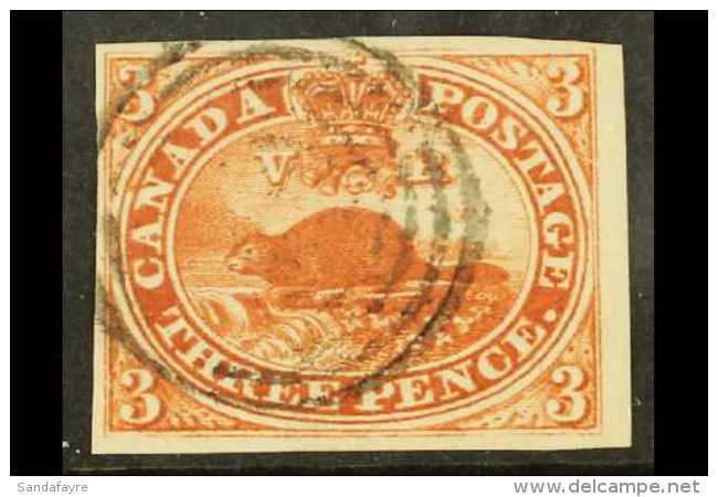 1852 3d Brown-red, SG 8, Very Fine Used With 4 Margins And Lightly-struck Ring Cancel. Pretty! For More Images,... - Otros & Sin Clasificación