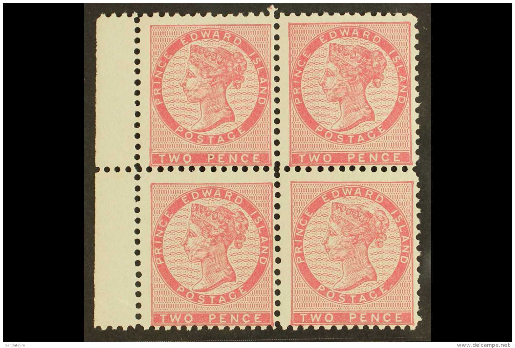 1870 2d Rose (die I) Perf 11&frac12;-12 On Bluish White, SG 27, Mint BLOCK OF FOUR With Sheet Margin At Left, Two... - Otros & Sin Clasificación