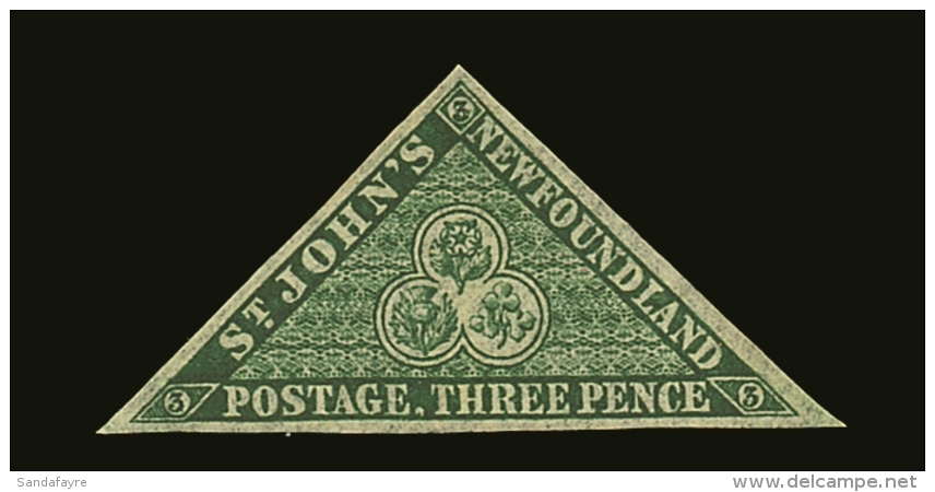 1857 3d Yellowish Green On Thick Paper, SG 3, Very Fine Mint Part Og, With Large Margins All Round. Cat... - Autres & Non Classés