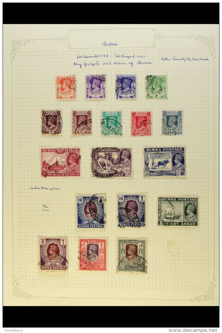 1937-47 FINE USED COLLECTION Includes 1937 Officials With Most Values To 1r And 5r, 1938-40 Complete Set, 1939... - Burma (...-1947)