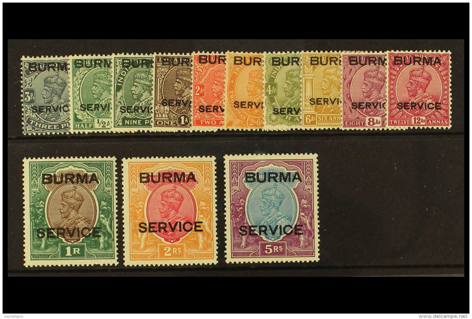 1937 Officials Set To 5r, SG O1/13, Very Fine Mint. (13) For More Images, Please Visit... - Burma (...-1947)