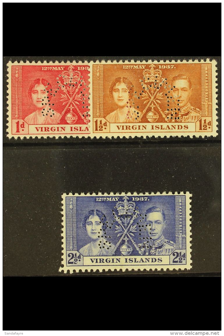 1937 Coronation Set Complete, Perforated "Specimen", SG 107s/109s, Very Fine Mint Large Part Og. (3 Stamps) For... - Iles Vièrges Britanniques