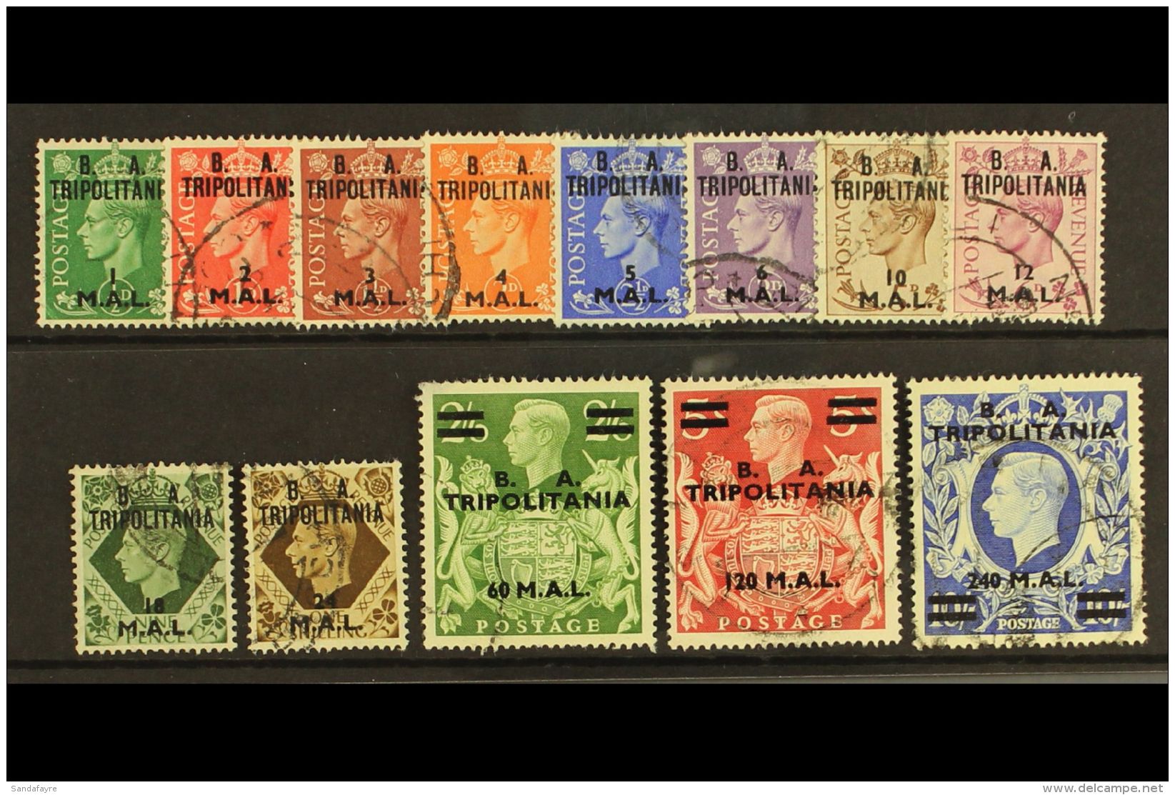 TRIPOLITANIA 1950 KGVI GB "B. A. TRIPOLITANIA" Overprints, SG T14/26, 2s6d Slightly Thinned Corner (barely... - Africa Oriental Italiana