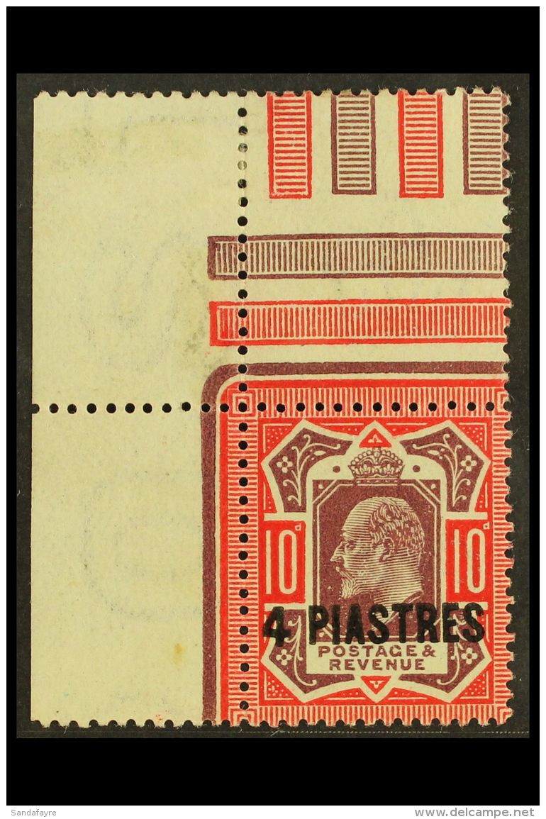 1911-13 4pi On 10d Dull Purple &amp; Scarlet Surcharge, SG 31, Very Fine Never Hinged Mint Corner Example (hinged... - Britisch-Levant